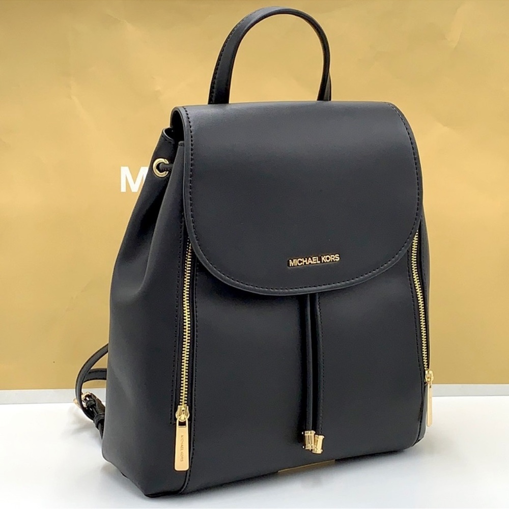 Michael Kors Phoebe 35F2G8PB2B Flap Drawstring Backpack 
Black 
NWT - Picture 3 of 16